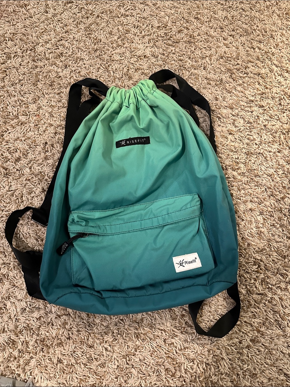 Green Ombre Drawstring Backpack for sports